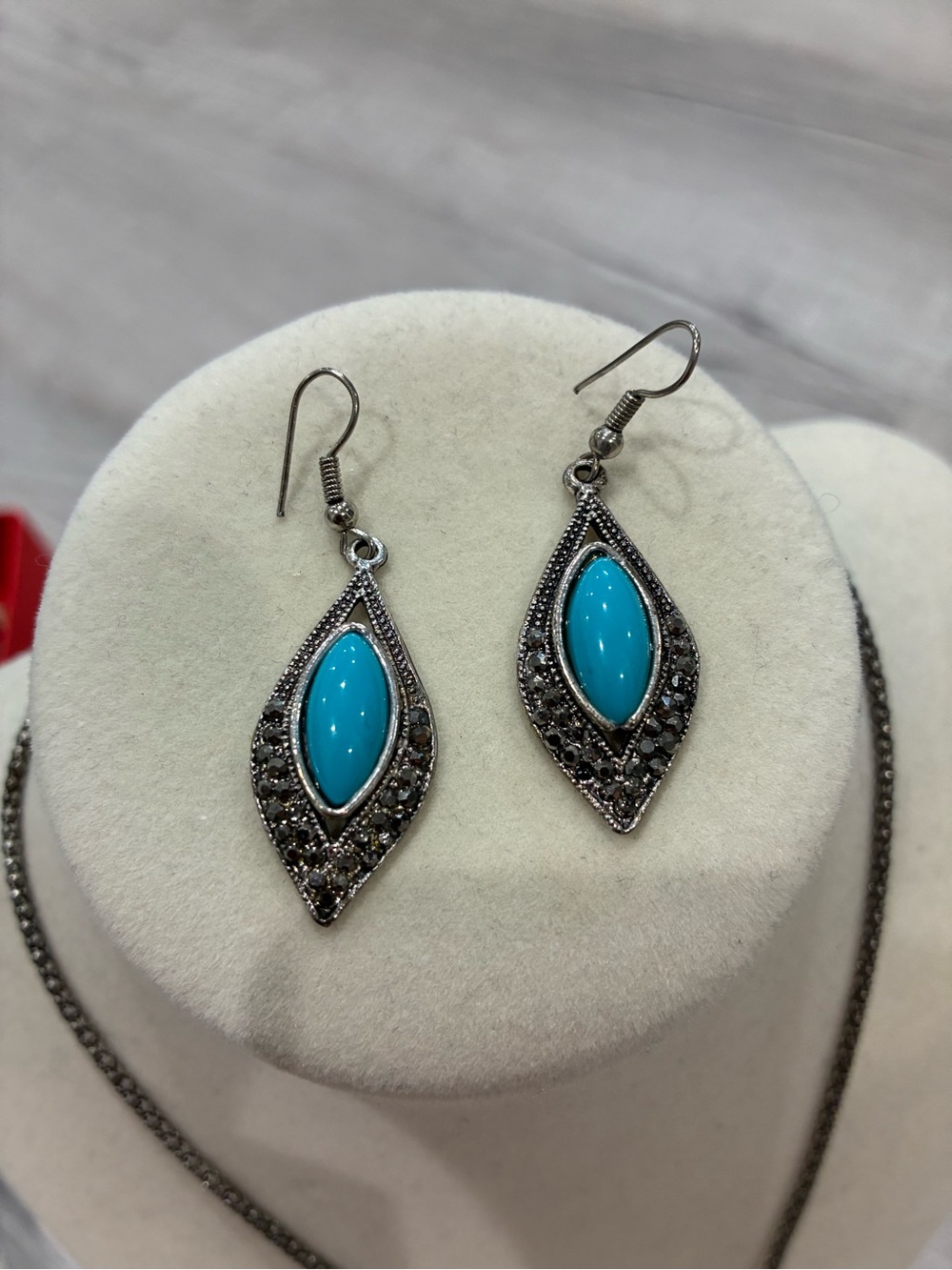 Turquoise Blue Teardrop Marquise Dangle Earrings - Boho Jewelry